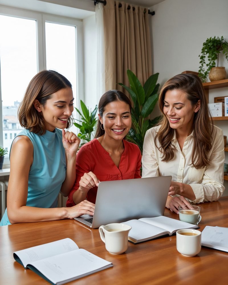 Tres profesionales trabajando juntas en la planeación de un proyecto